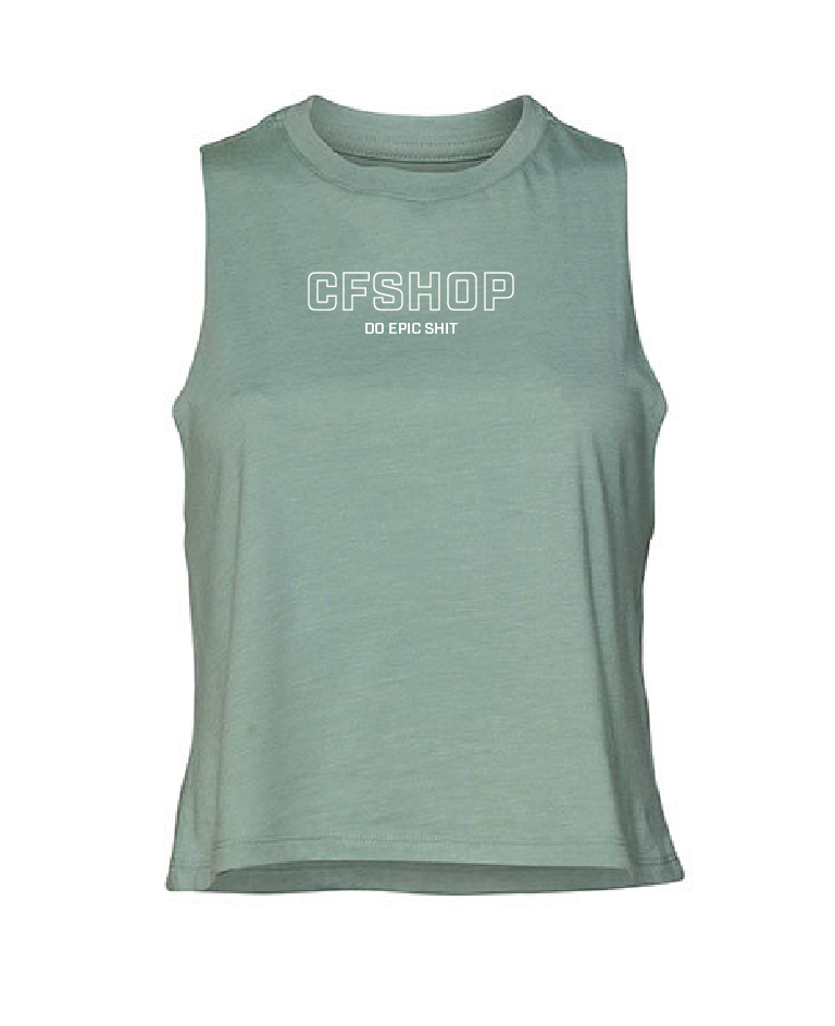 CFSHOP Logo Racerback Crop Tank (Dusty Green)