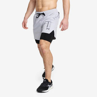 PICSIL MEN'S  SHORT PREMIUM 2 IN 1 COMPRESSION PEARL GREY