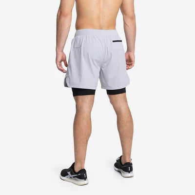 PICSIL MEN'S  SHORT PREMIUM 2 IN 1 COMPRESSION PEARL GREY