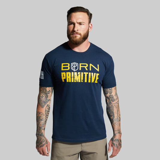 Born Primitive - Brand Tee (Midnight Navy/Gold)
