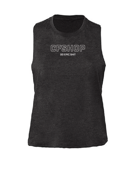 CFSHOP Logo Racerback Crop Tank (Charcoal)