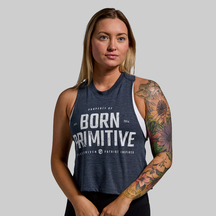 Born Primitive - Elevate Crop Tank (Heather Navy)